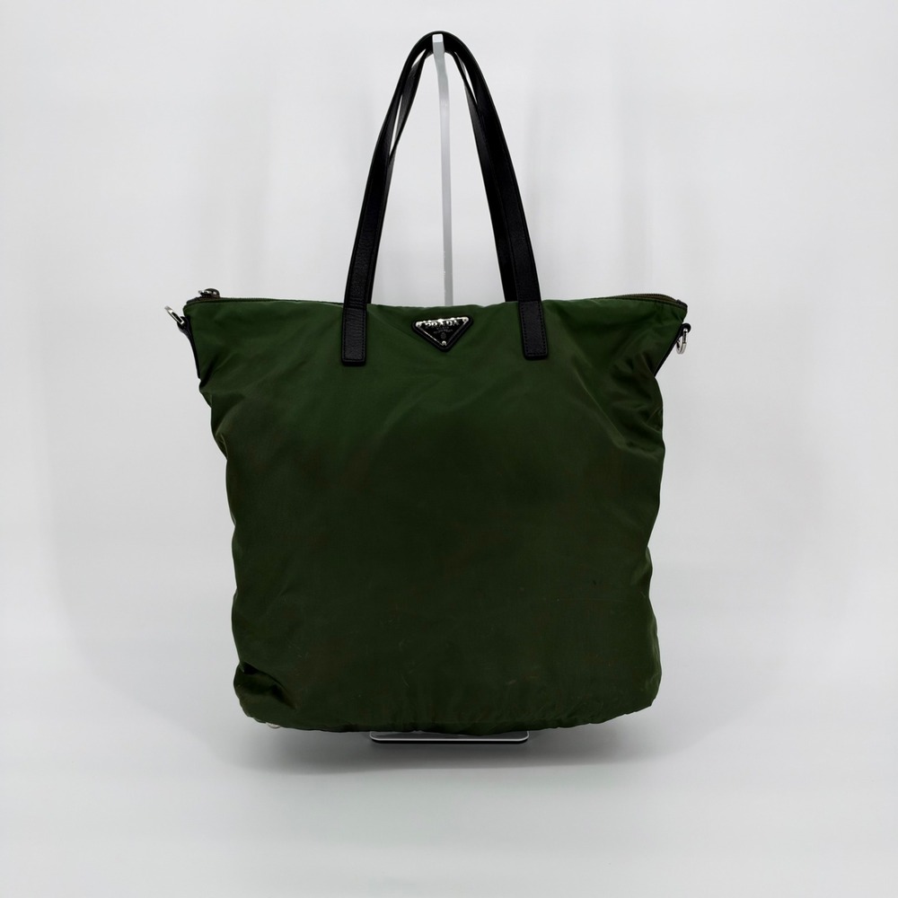 Prada Tote Bag Green Tessuto Nylon Luxury Work Travel School Lightweight
